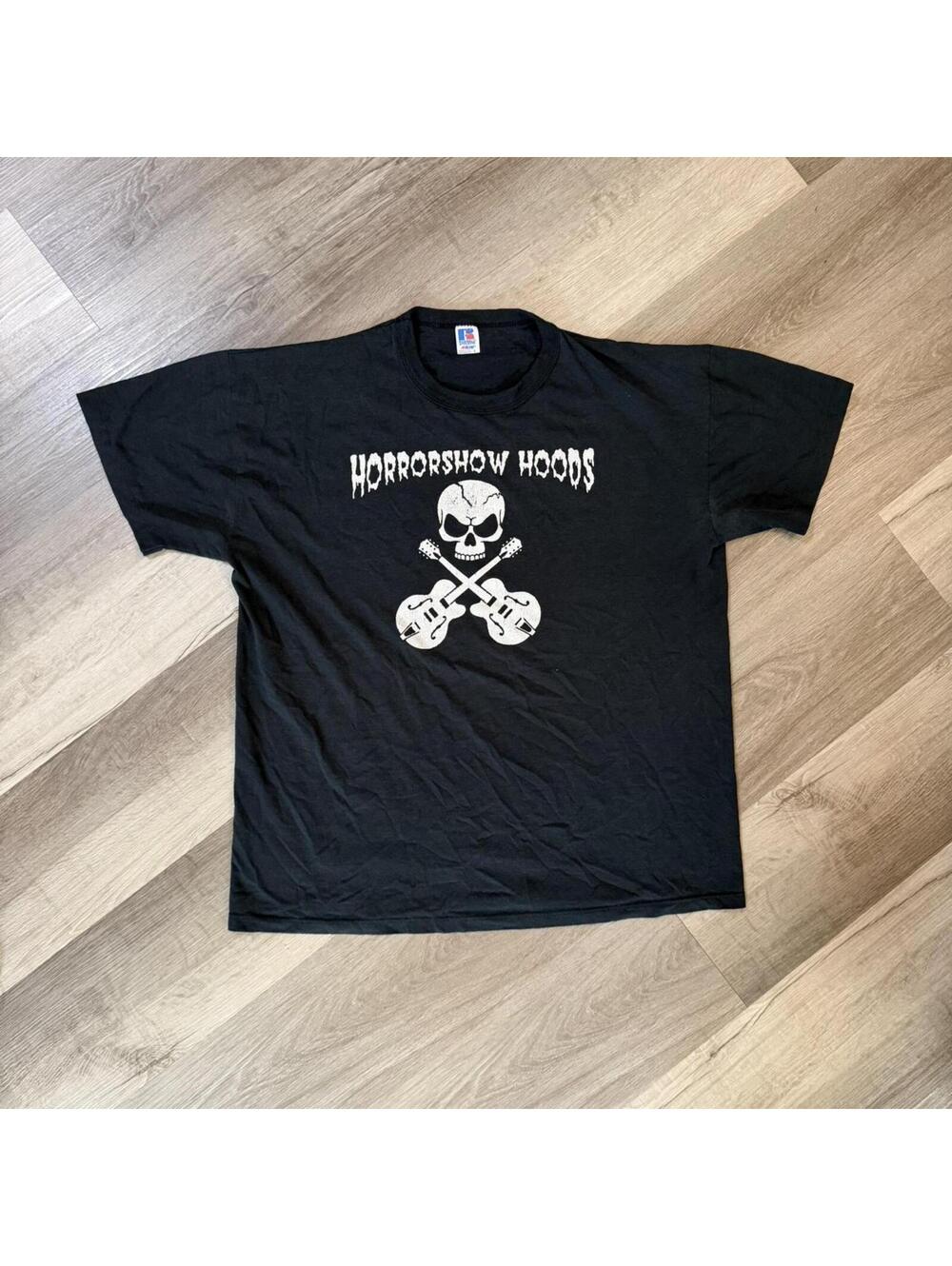 Vintage 90s Russell Athletic Horrorshow Hoods white skull and crossbones size L